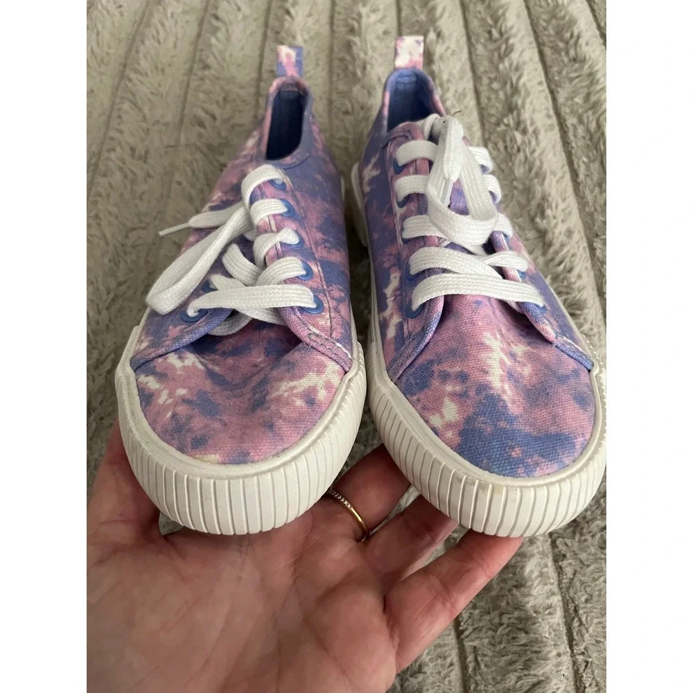Cat & Jack Kids Tie Dye Canvas Sneakers Purple Pink Low Top Lace Up Size 4